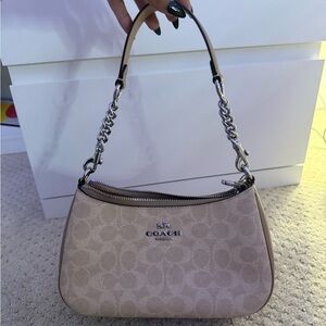 Coach Teri Light Tan Shoulder Bag with Silver Accents
